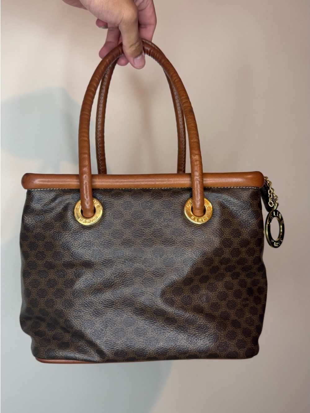 Céline Celine Macadam Handbag Macadam with leather Brown